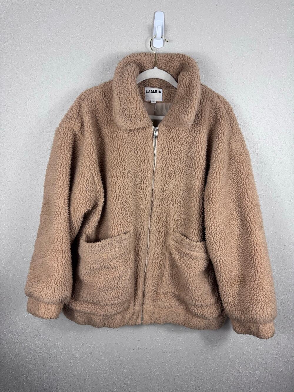 I.AM.GIA Pixie Oversized Caramel Teddy Fleece Coat size Medium